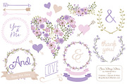 Lavender Vector Vintage Flowers