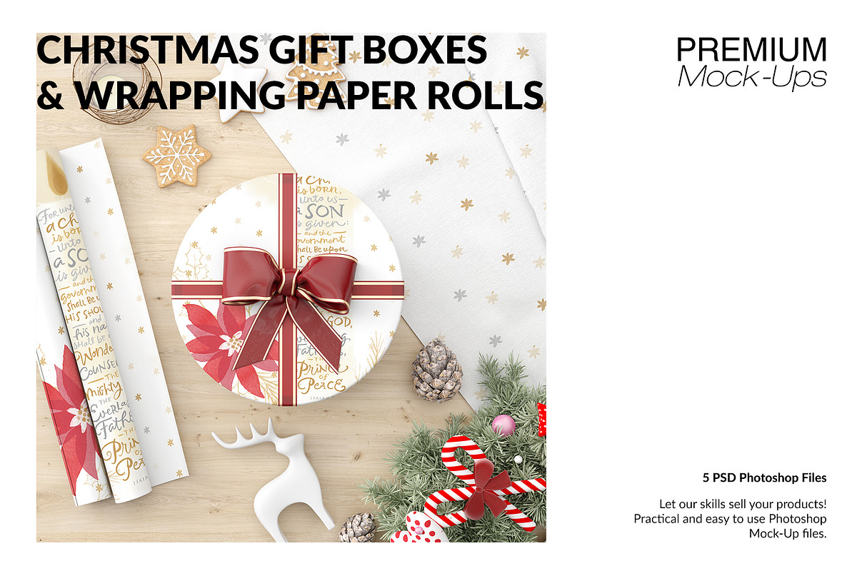 Christmas Gift Boxes Wrapping Paper in Product Mockups - product preview 8
