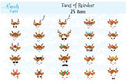 Reindeer Faces clip art set 1