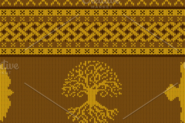 Golden knitted celtic ornament