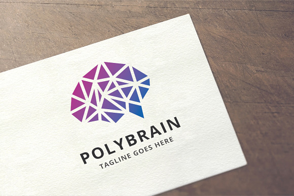 Polygon Brain Logo in Logo Templates - product preview 2