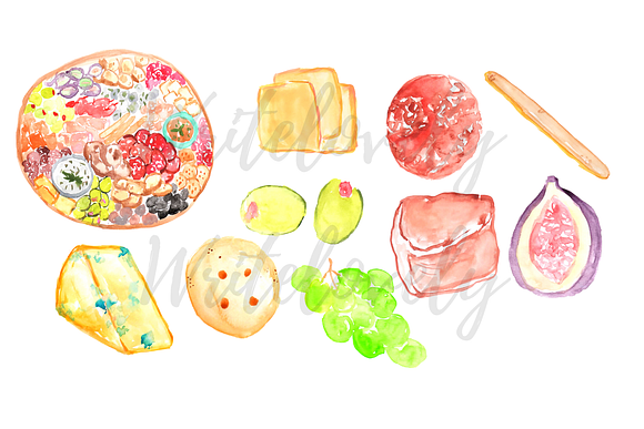 Watercolor Food Antipasto Clipart in Illustrations - product preview 1