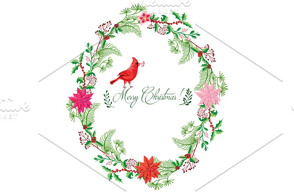 Christmas Background with Wreath