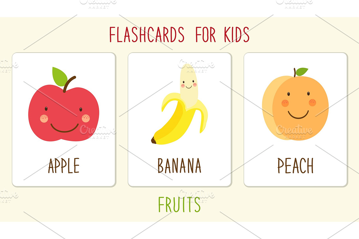 Set of cute fruits kids education in Illustrations - product preview 8