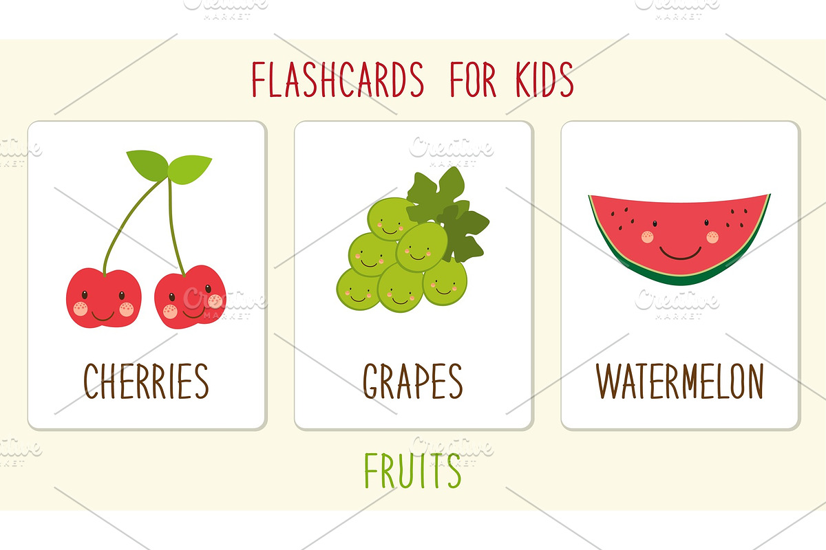 Set of cute fruits kids education in Illustrations - product preview 8