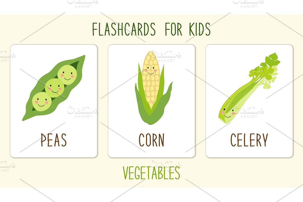 Set of cute vegetables kids in Illustrations - product preview 8