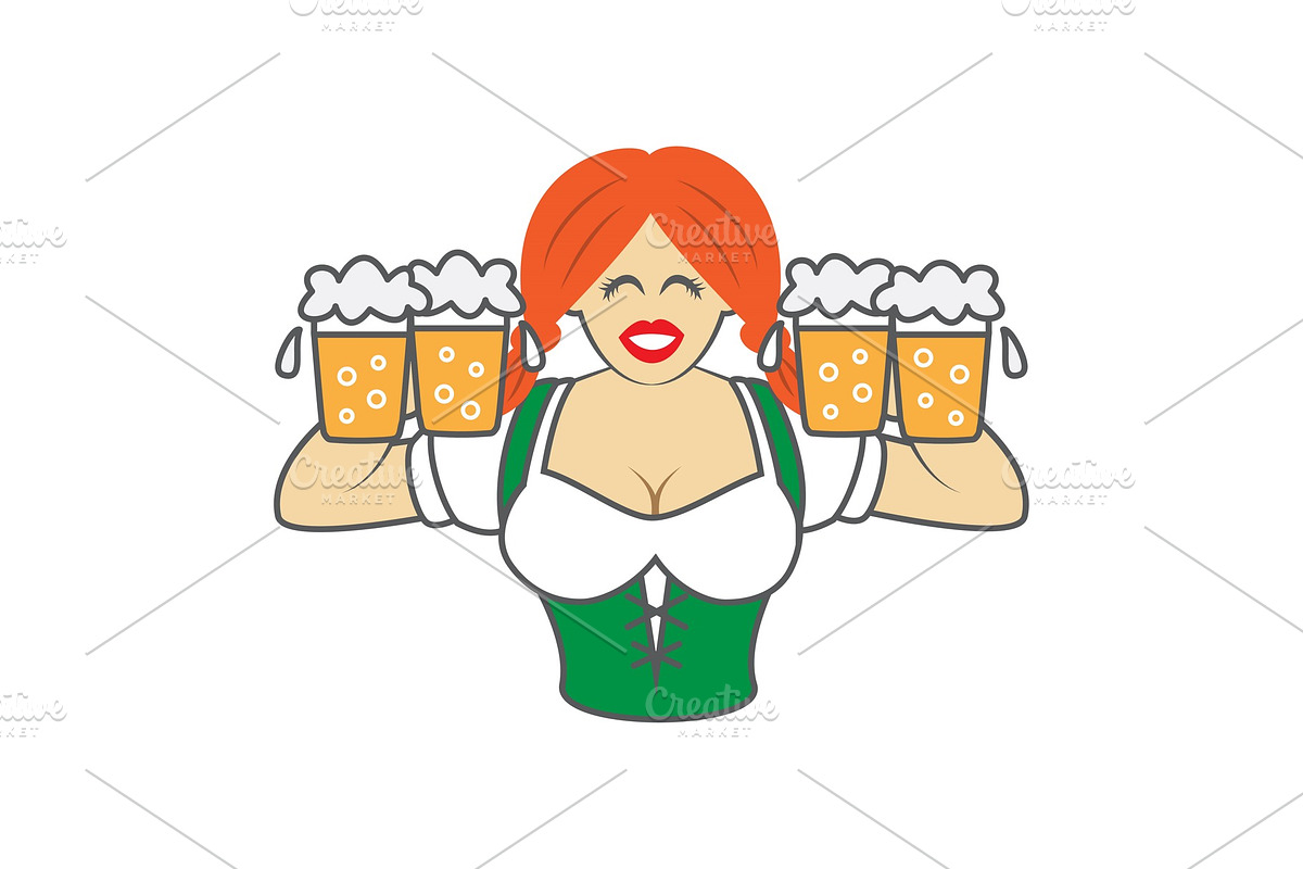 Oktoberfest girl on white in Illustrations - product preview 8