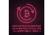Bitcoin exchange neon light icon