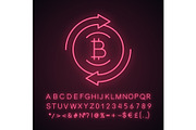 Bitcoin exchange neon light icon