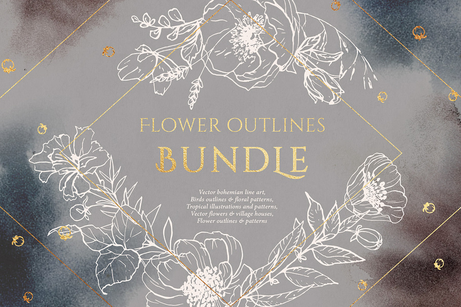 BUNDLE! Flower outlines and patterns