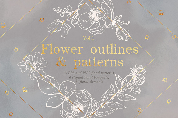 BUNDLE! Flower outlines and patterns in Illustrations - product preview 3