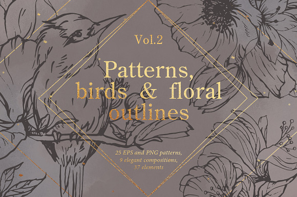 BUNDLE! Flower outlines and patterns in Illustrations - product preview 5