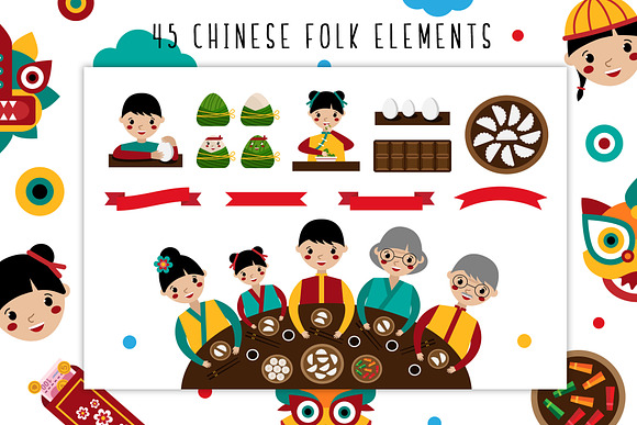 Chinese New Year - Holiday Folk Set in Illustrations - product preview 4