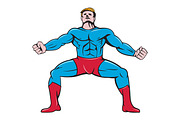 Superhero Squat Front Isolated Carto
