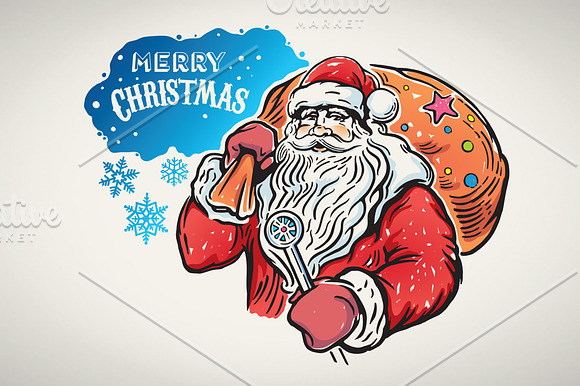 Santa Claus with beer in Illustrations - product preview 3