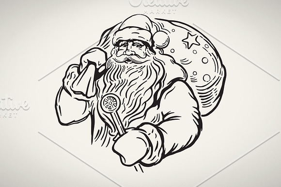 Santa Claus with beer in Illustrations - product preview 5