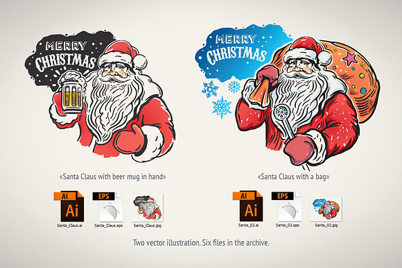Santa Claus with beer in Illustrations - product preview 6