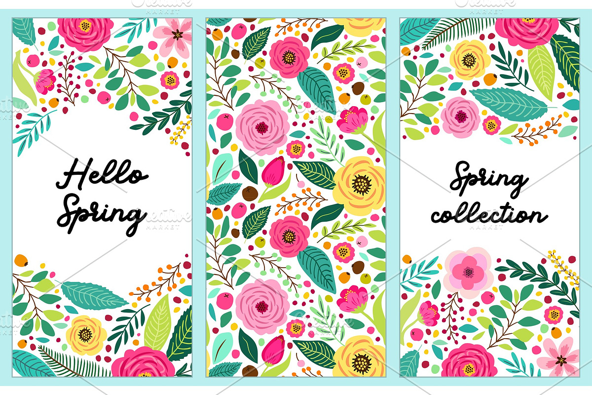 Cute set of Spring Flowers vertical in Illustrations - product preview 8