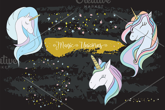 Rainbow Unicorn Clip art in Illustrations - product preview 2