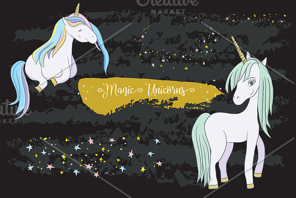 Rainbow Unicorn Clip art in Illustrations - product preview 3