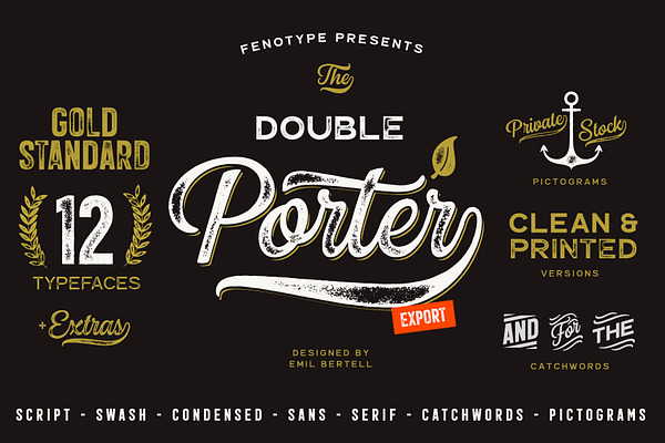Double Porter 12 FONTS + EXTRAS