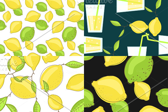 Lemon citrus pattern - set of 8 in Patterns - product preview 1