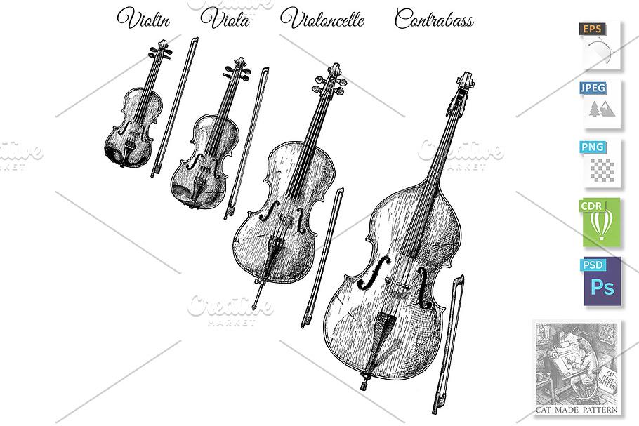 Bowed string instruments in Illustrations - product preview 8