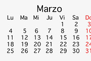 March 2019 planing Calendar
