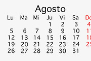 August 2019 planing Calendar