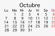 October 2019 planing Calendar
