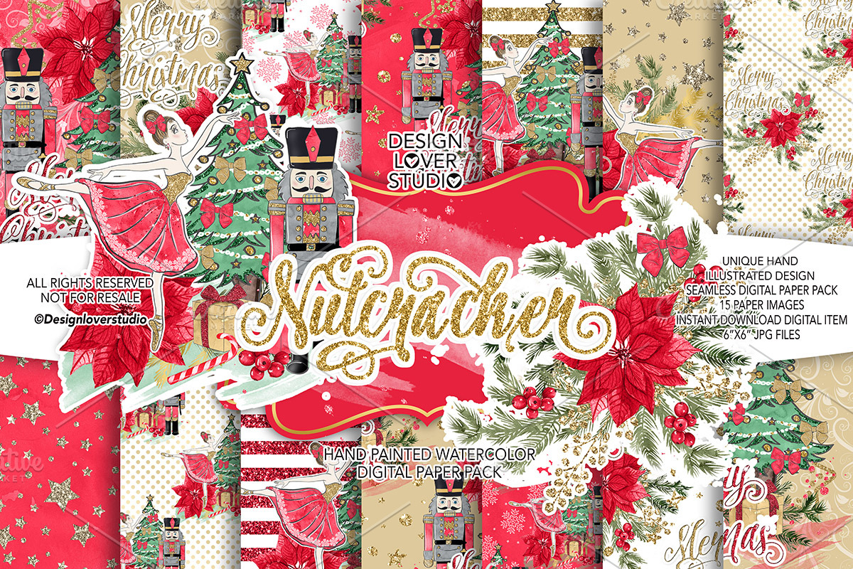 Nutcracker digital paper pack in Patterns - product preview 8