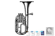 Vintage illustration of Tenor horn