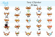 Reindeer Faces clip art set 2