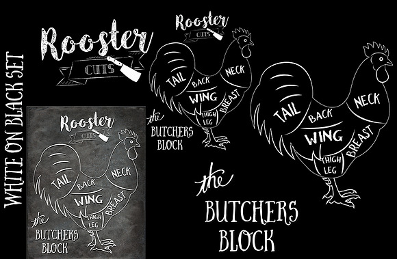 Rooster Butcher Cuts Set 1 in Illustrations - product preview 3