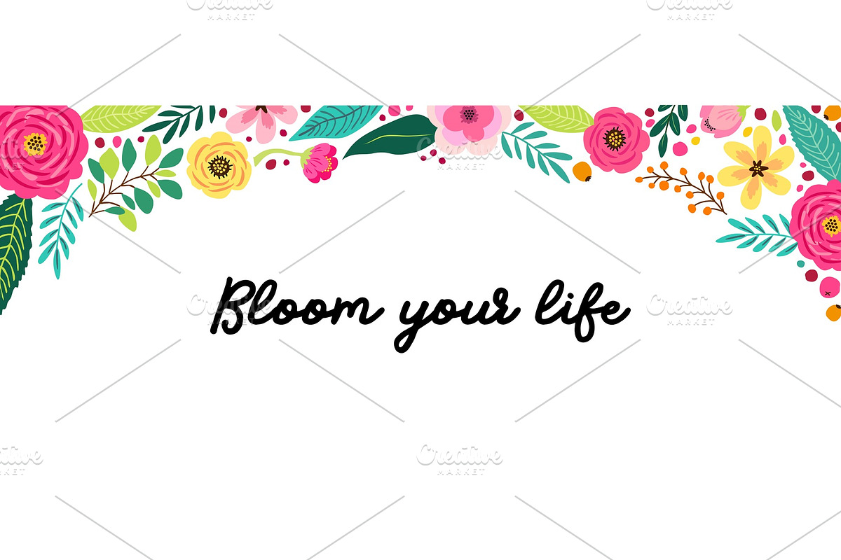 Cute Spring Flowers horizontal in Illustrations - product preview 8