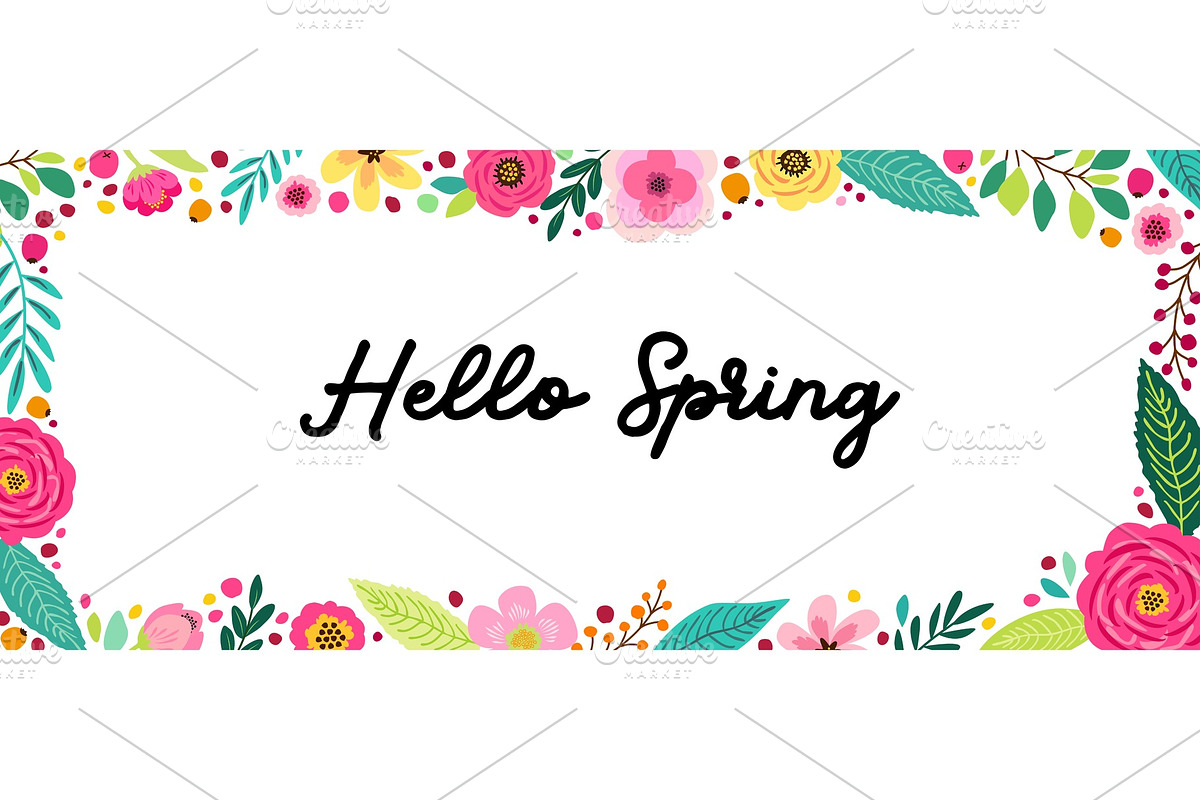 Cute Spring Flowers horizontal in Illustrations - product preview 8