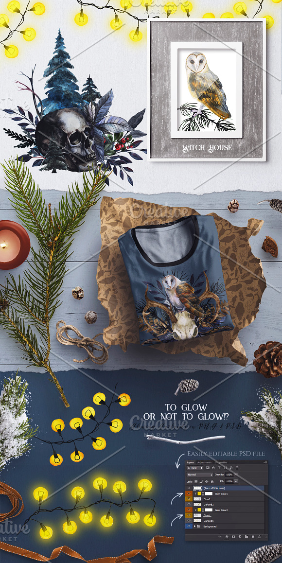 Watercolor Witchy Winter in Illustrations - product preview 1