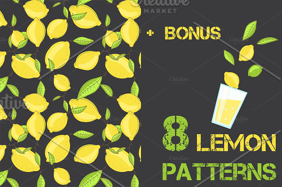 Lemon citrus pattern - set of 8 in Patterns - product preview 2