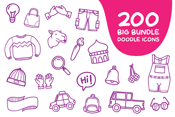 200 Ultra Chic Doodle Icon Pack