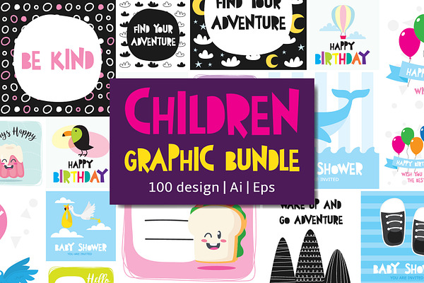100 in 1 – Birthday Clipart for Kids