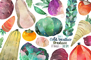 Watercolor Winter Veggie Clipart