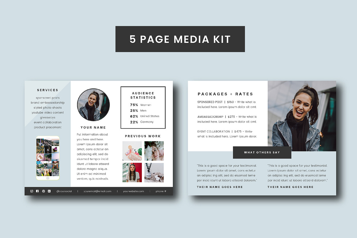 Blogger Media Kit in Resume Templates - product preview 8