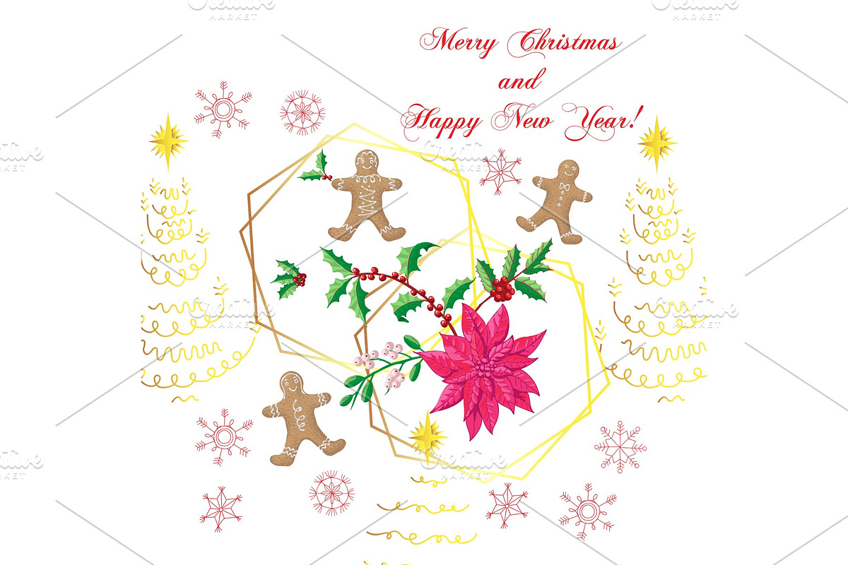 Christmas Background with Poinsettia in Illustrations - product preview 8