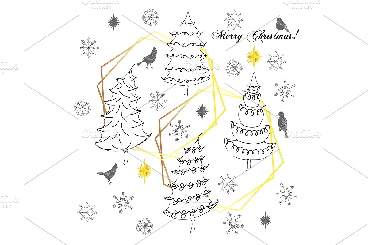 Christmas Background with Birds in Illustrations - product preview 8