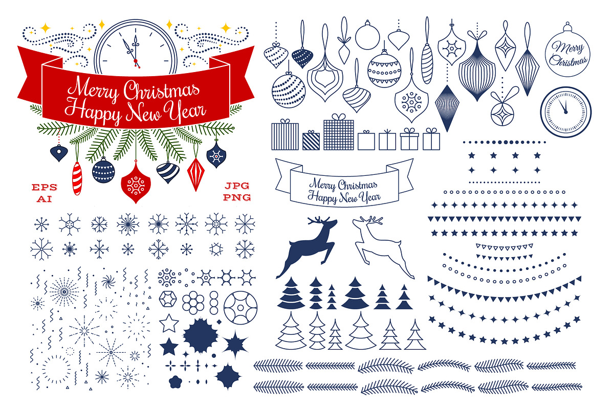 Merry Christmas & Happy New Year set in Illustrations - product preview 8