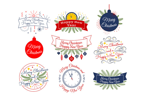 Merry Christmas & Happy New Year set in Illustrations - product preview 1