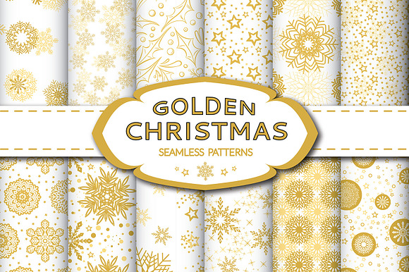 Golden Christmas Seamless Pattern in Patterns - product preview 3
