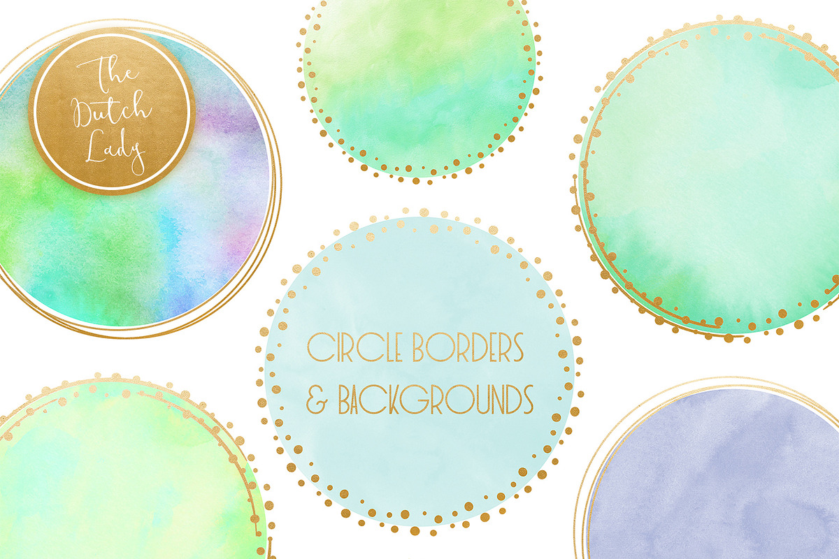 Watercolor Logo Circle Clipart Set in Illustrations - product preview 8