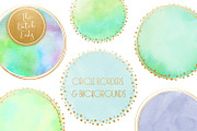 Watercolor Logo Circle Clipart Set