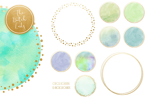 Watercolor Logo Circle Clipart Set in Illustrations - product preview 3